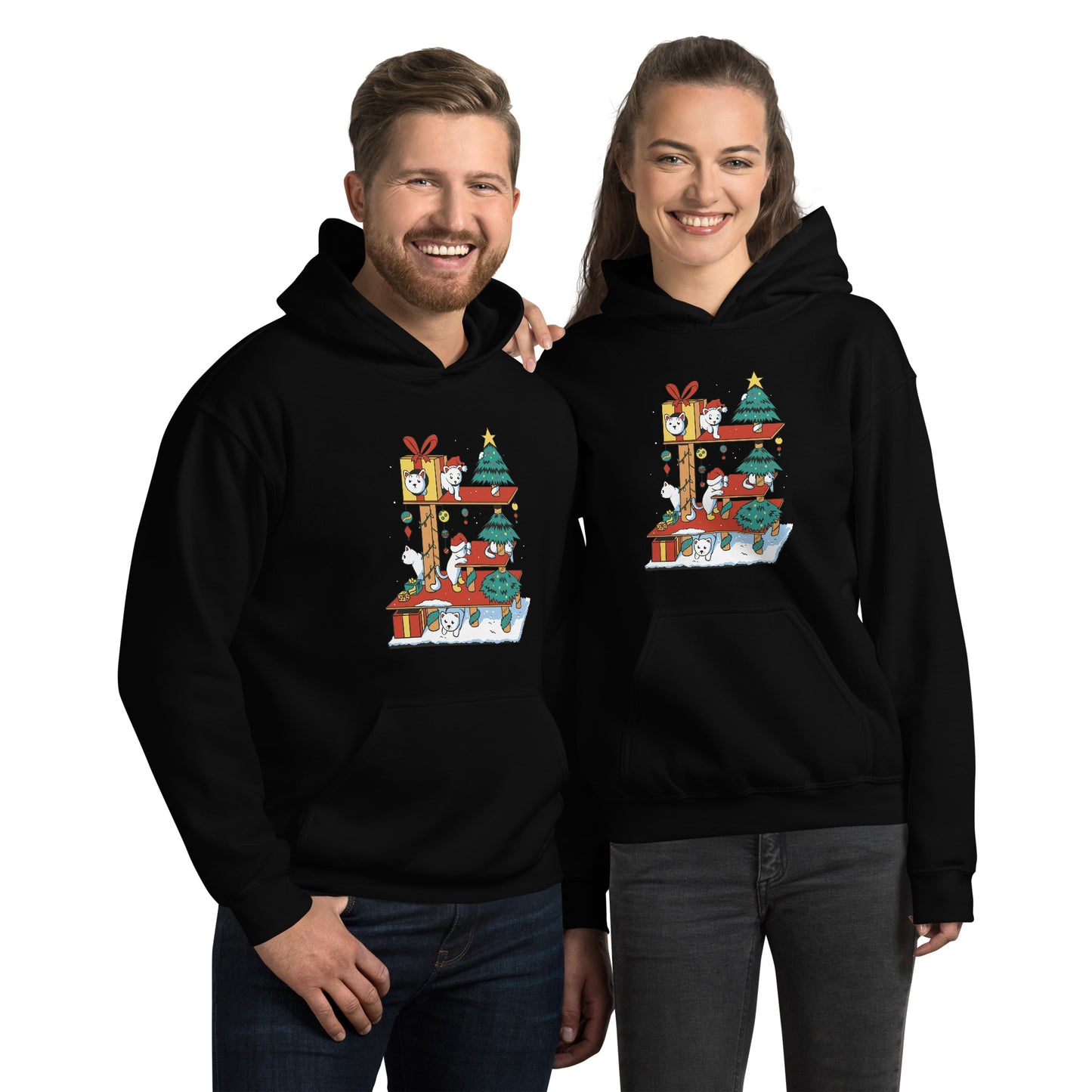 Cat House Christmas Hoodie - Funny Foundry