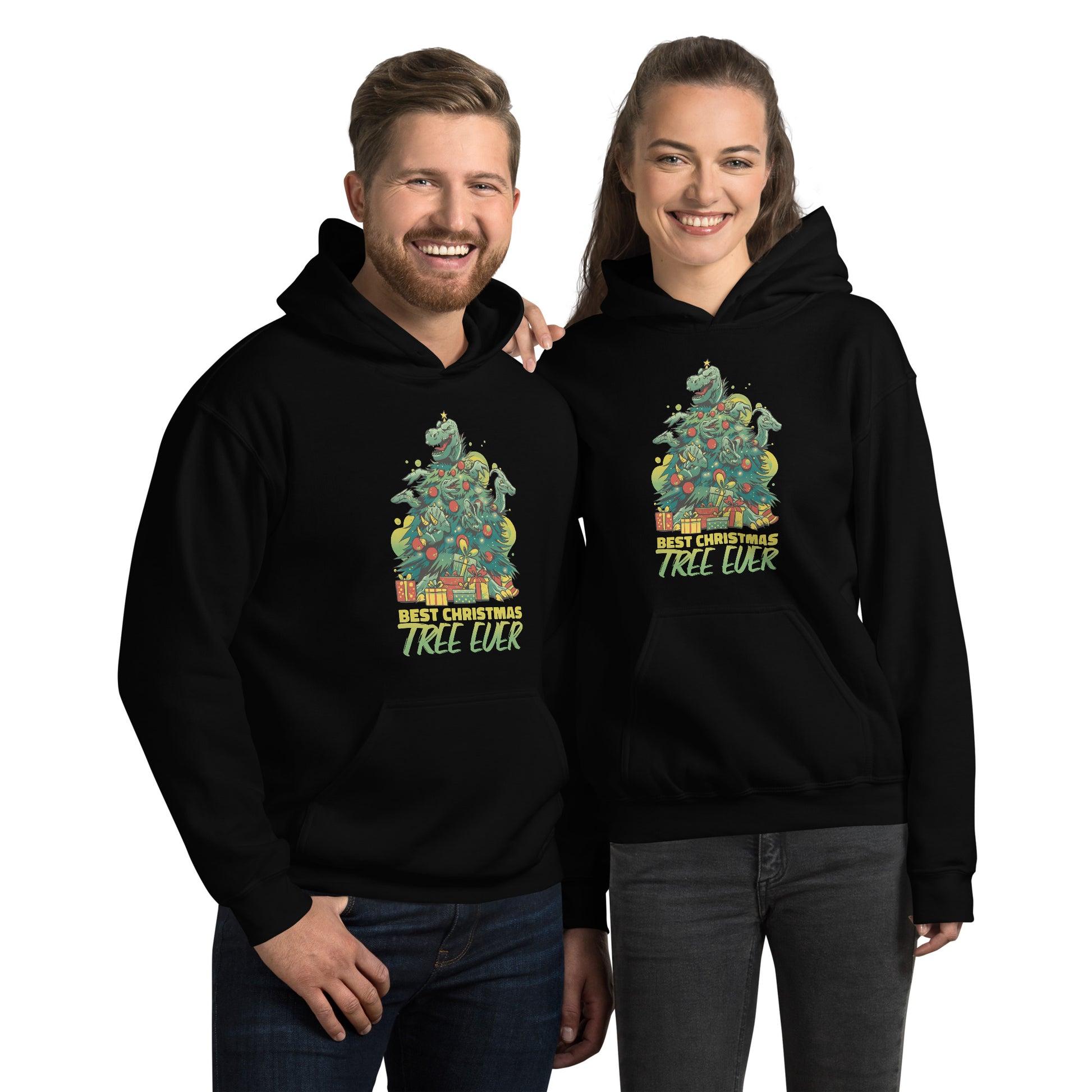 Dino Christmas Tree Hoodie - Funny Foundry