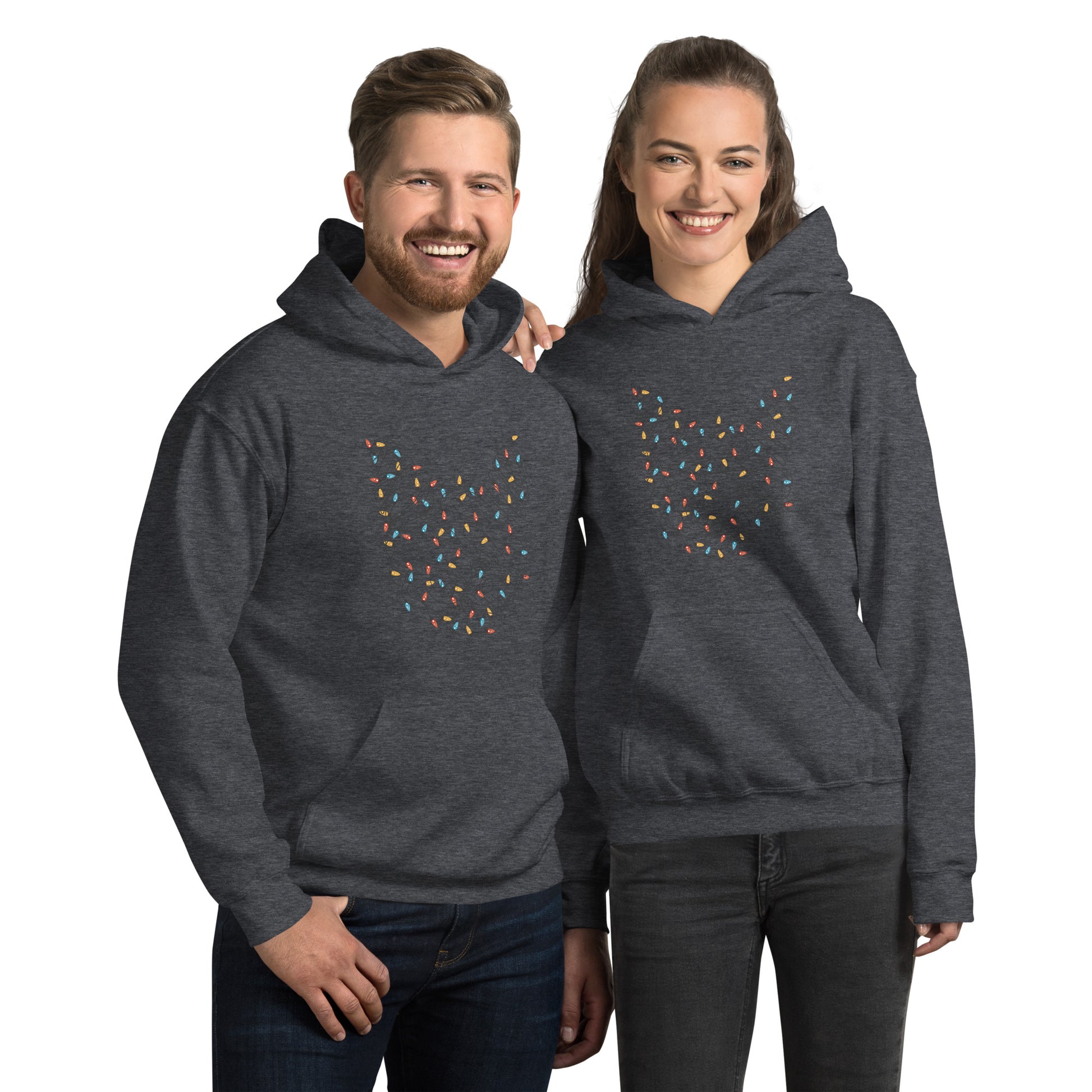 Cat Head Christmas Lights Hoodies - Funny Foundry