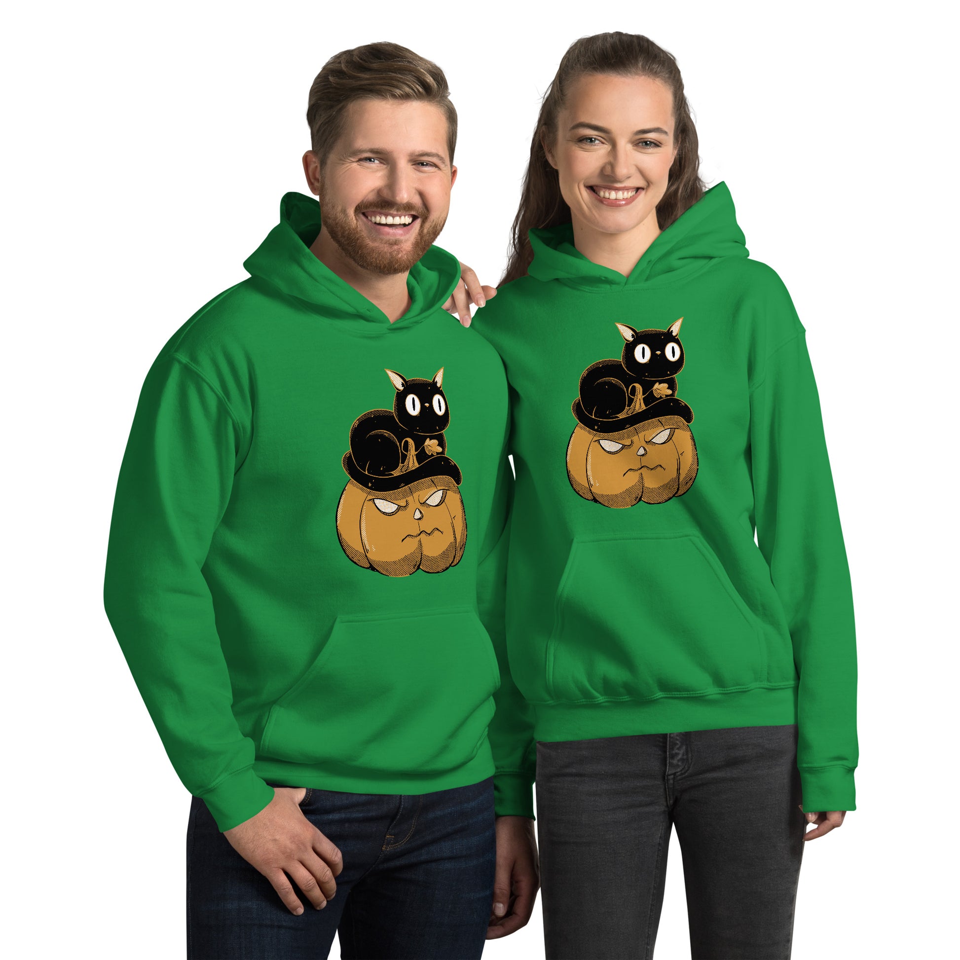 Pumpkin and Black Cat Hoodie - Funny Foundry