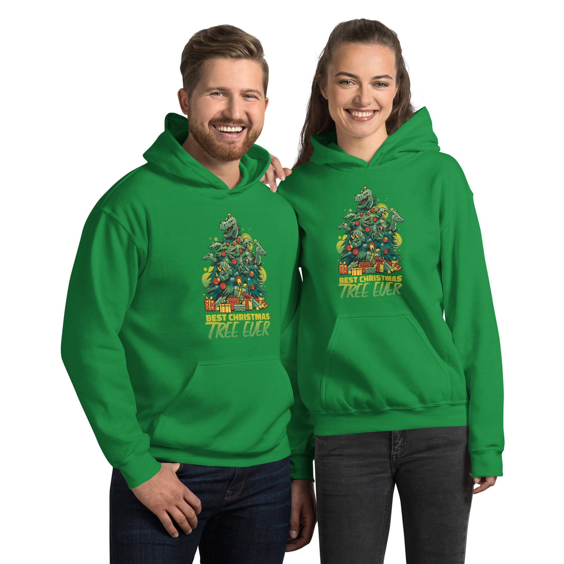 Dino Christmas Tree Hoodie - Funny Foundry