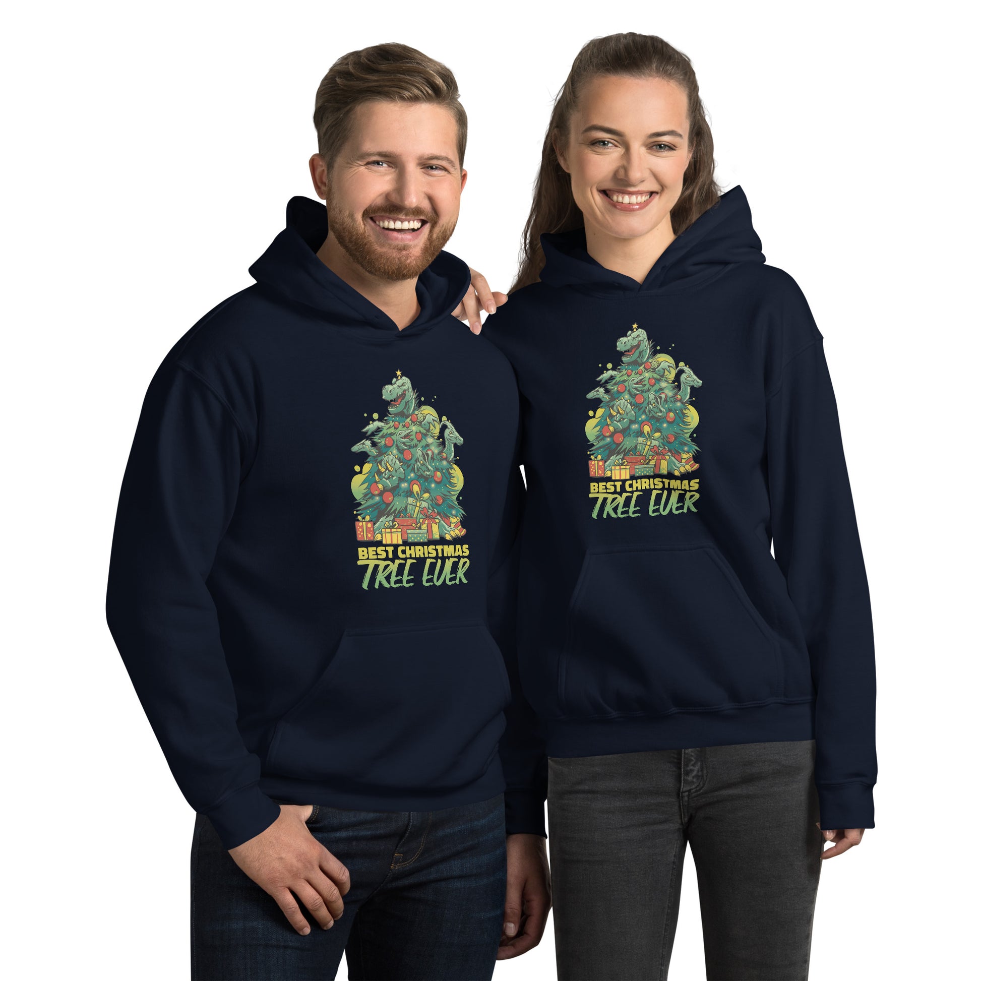 Dino Christmas Tree Hoodie - Funny Foundry