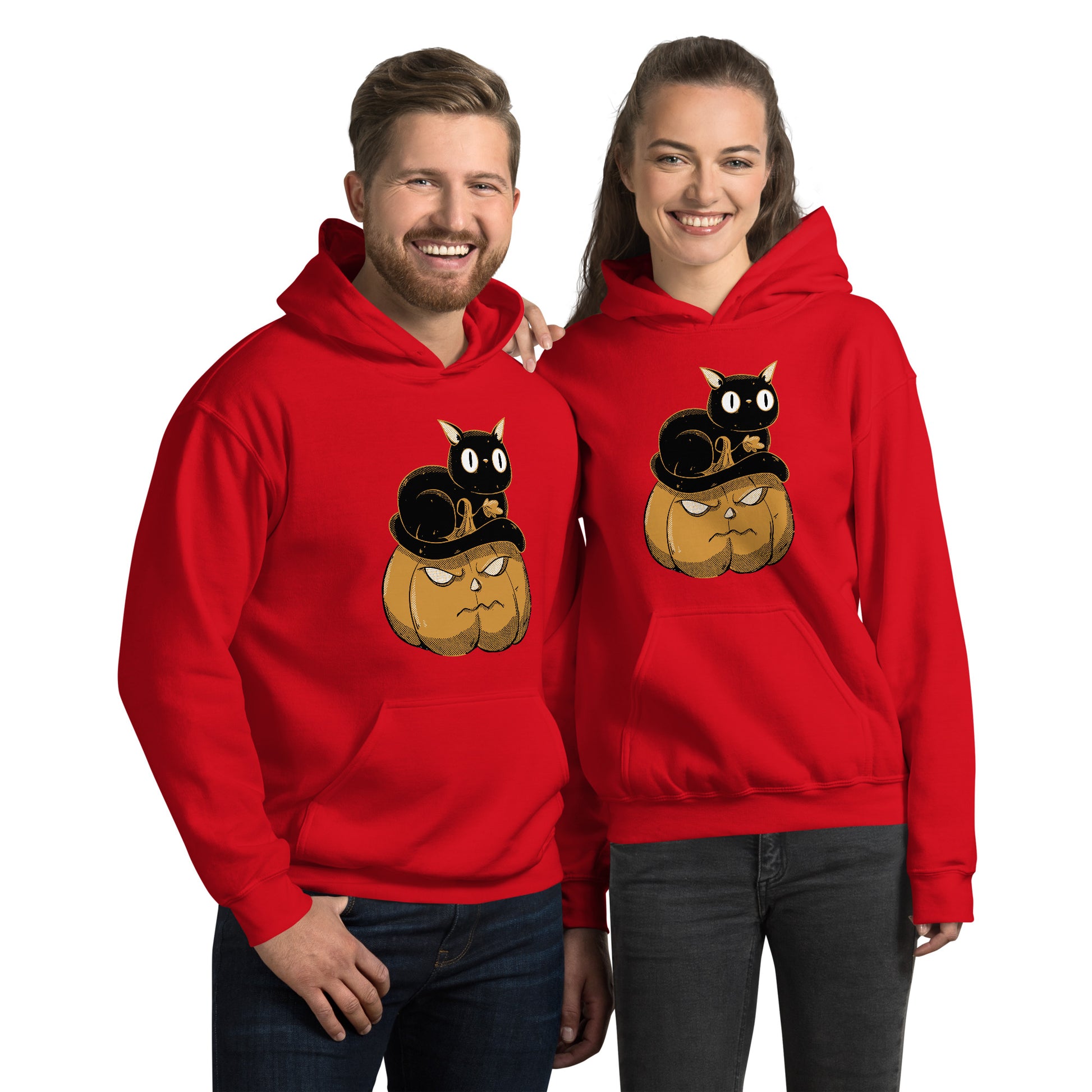 Pumpkin and Black Cat Hoodie - Funny Foundry