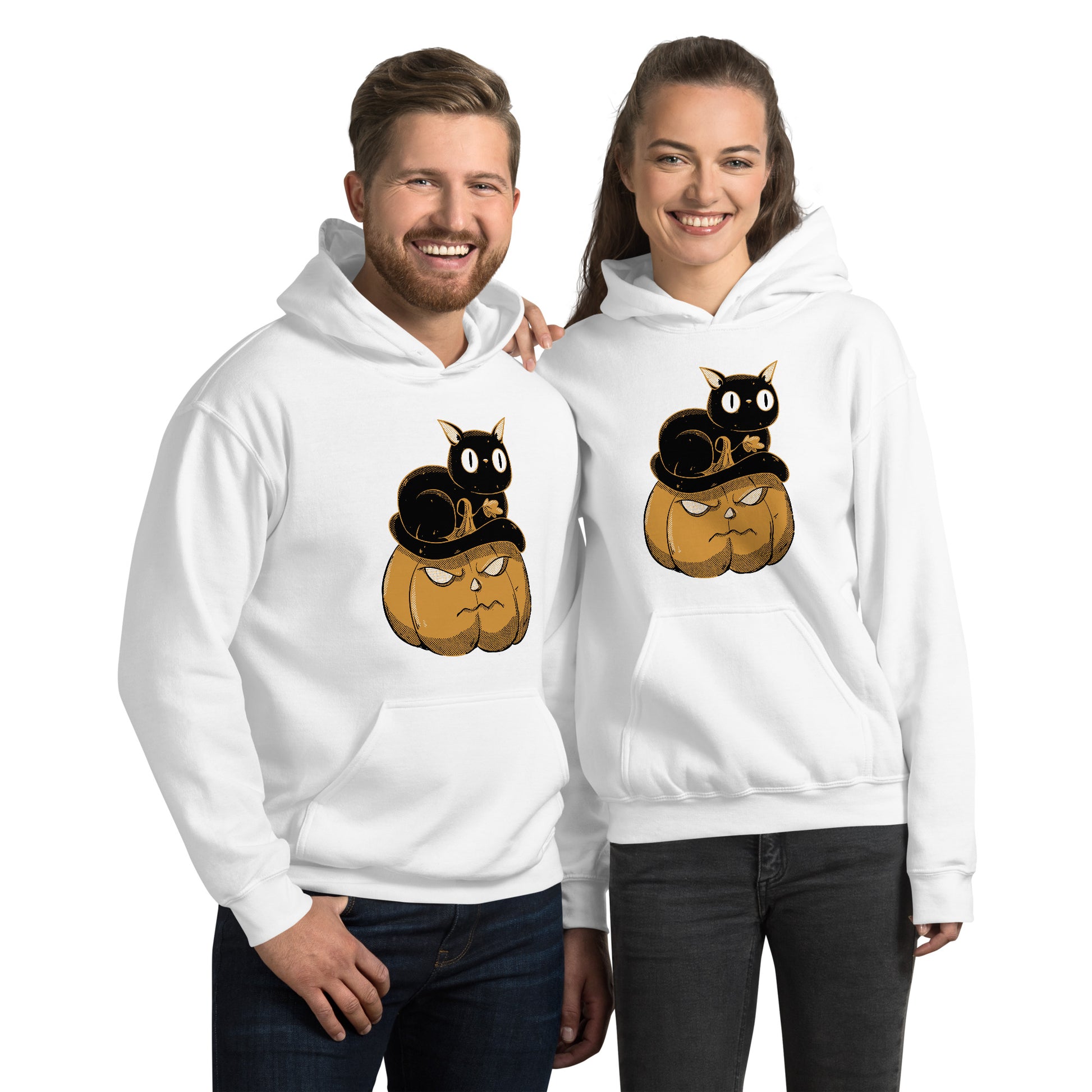 Pumpkin and Black Cat Hoodie - Funny Foundry