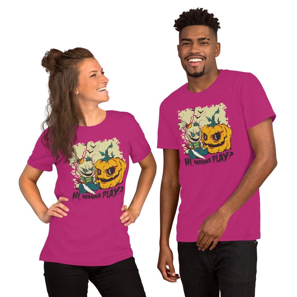 Wanna Play Halloween T-Shirt - Funny Foundry