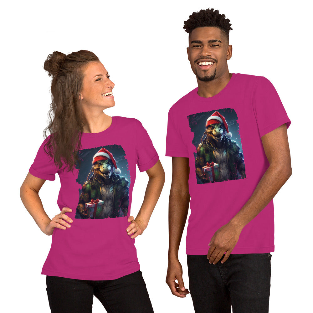 Dinosaur Cyberpunk Xmas T-Shirt - Funny Foundry