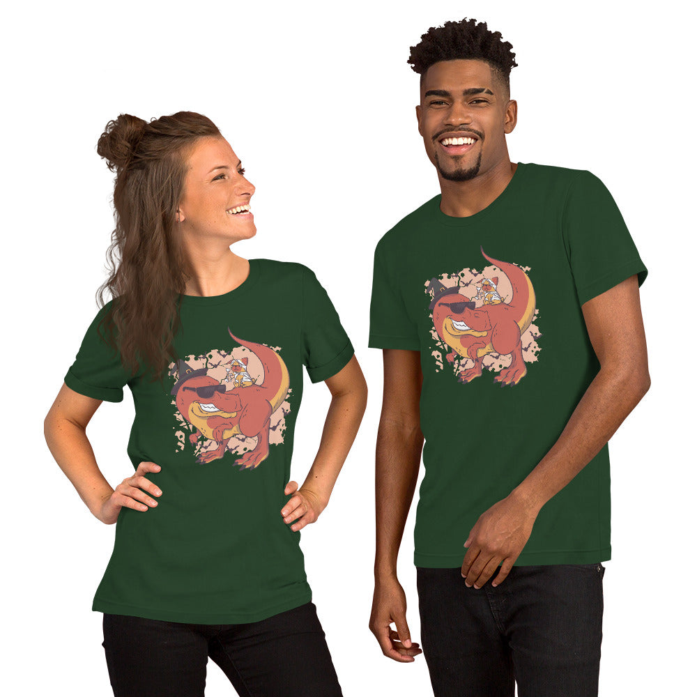 Pug and Dinosaur T-Shirt - Funny Foundry