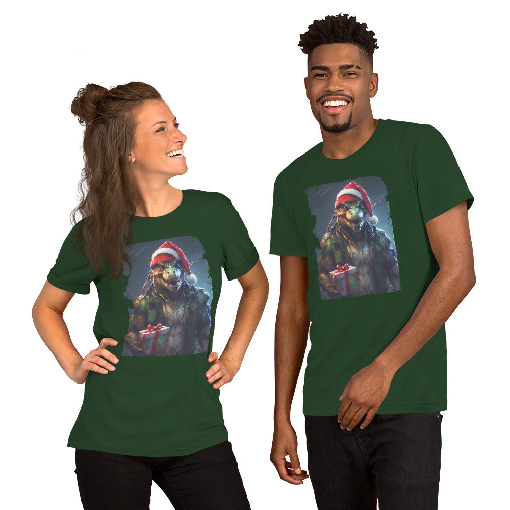 Dinosaur Cyberpunk Xmas T-Shirt - Funny Foundry