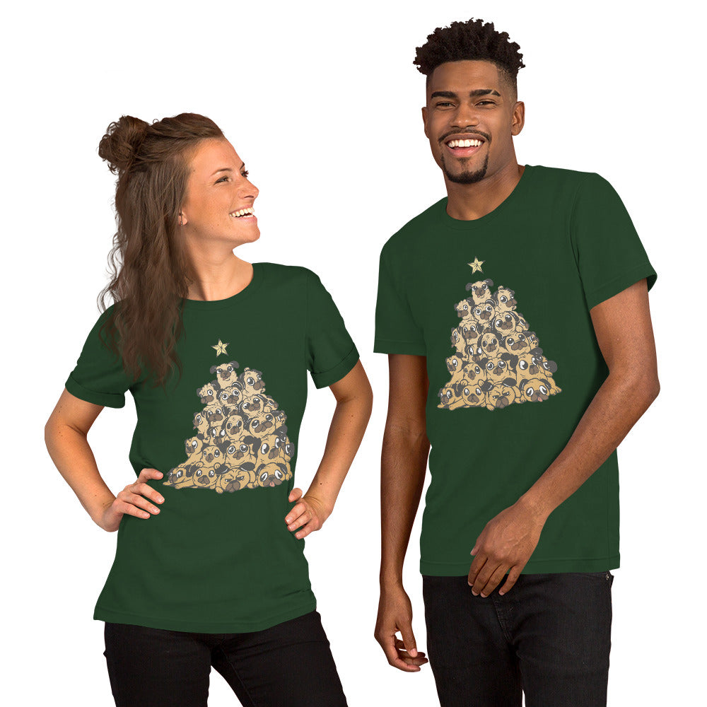 Pugs Christmas Tree T-Shirt - Funny Foundry