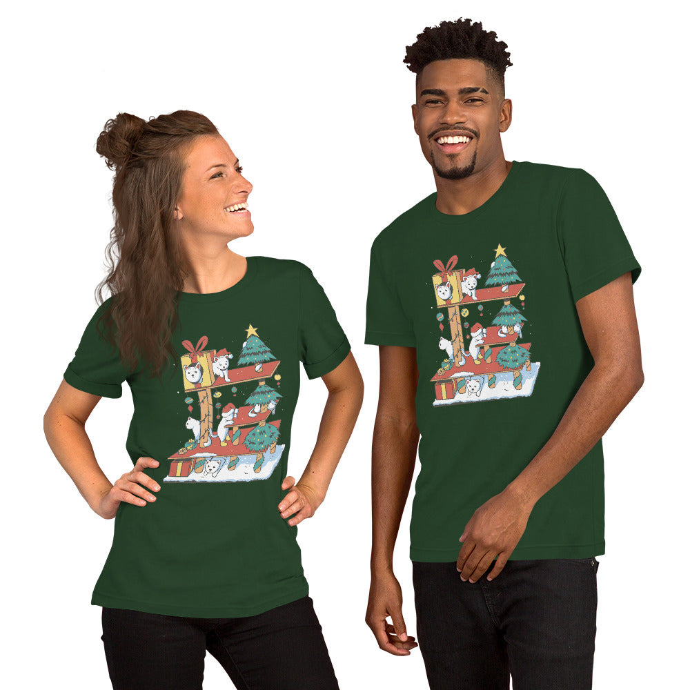 Cat House Christmas T-Shirt - Funny Foundry