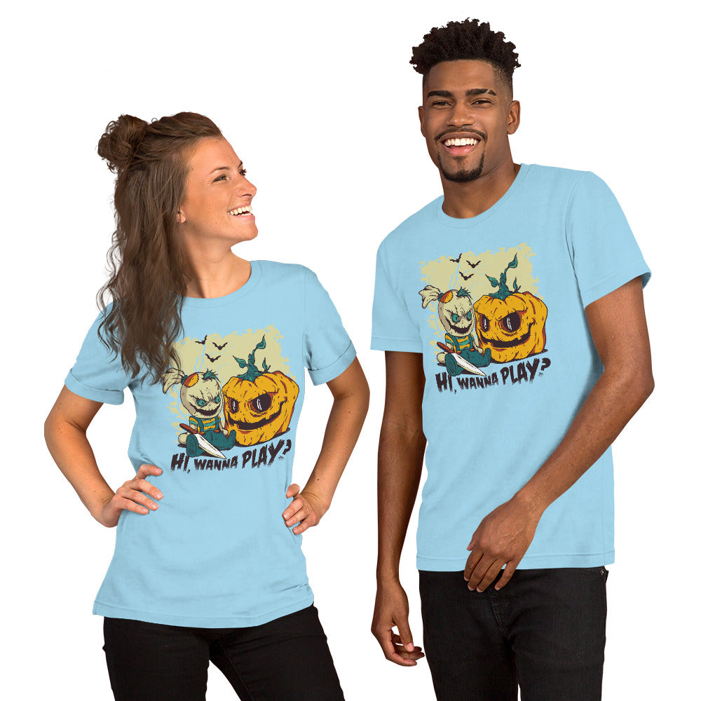 Wanna Play Halloween T-Shirt - Funny Foundry