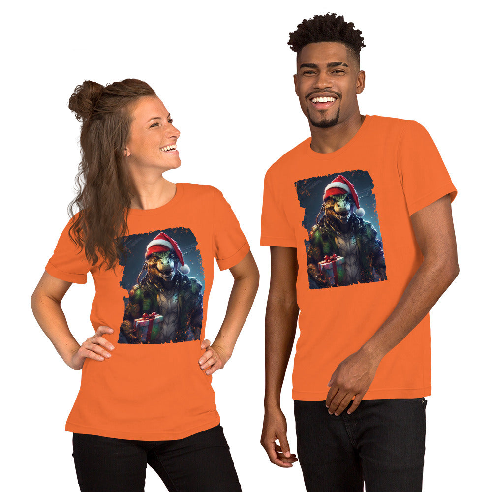 Dinosaur Cyberpunk Xmas T-Shirt - Funny Foundry