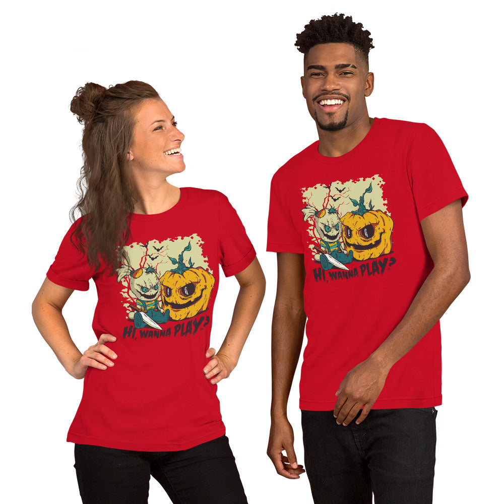 Wanna Play Halloween T-Shirt - Funny Foundry