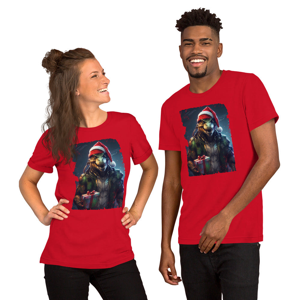 Dinosaur Cyberpunk Xmas T-Shirt - Funny Foundry