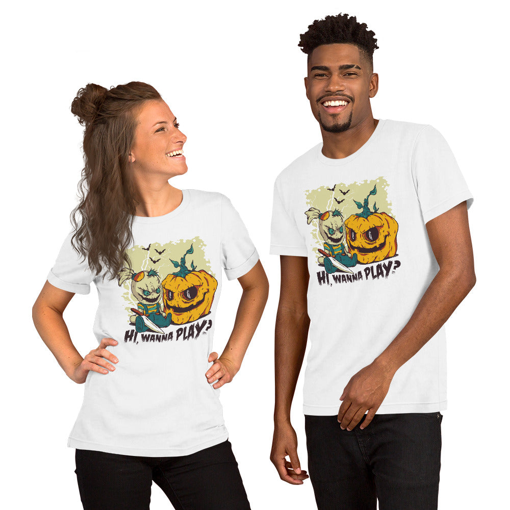 Wanna Play Halloween T-Shirt - Funny Foundry