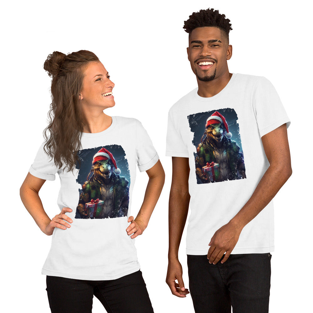 Dinosaur Cyberpunk Xmas T-Shirt - Funny Foundry